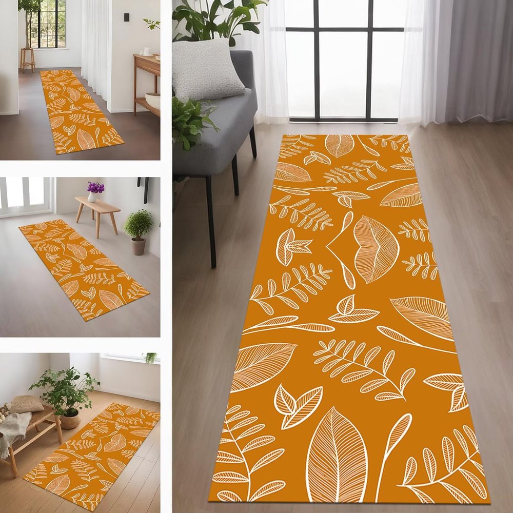 RGLXING Washable Non-Slip Runner Rug, 80 x 240 cm, Orange and White