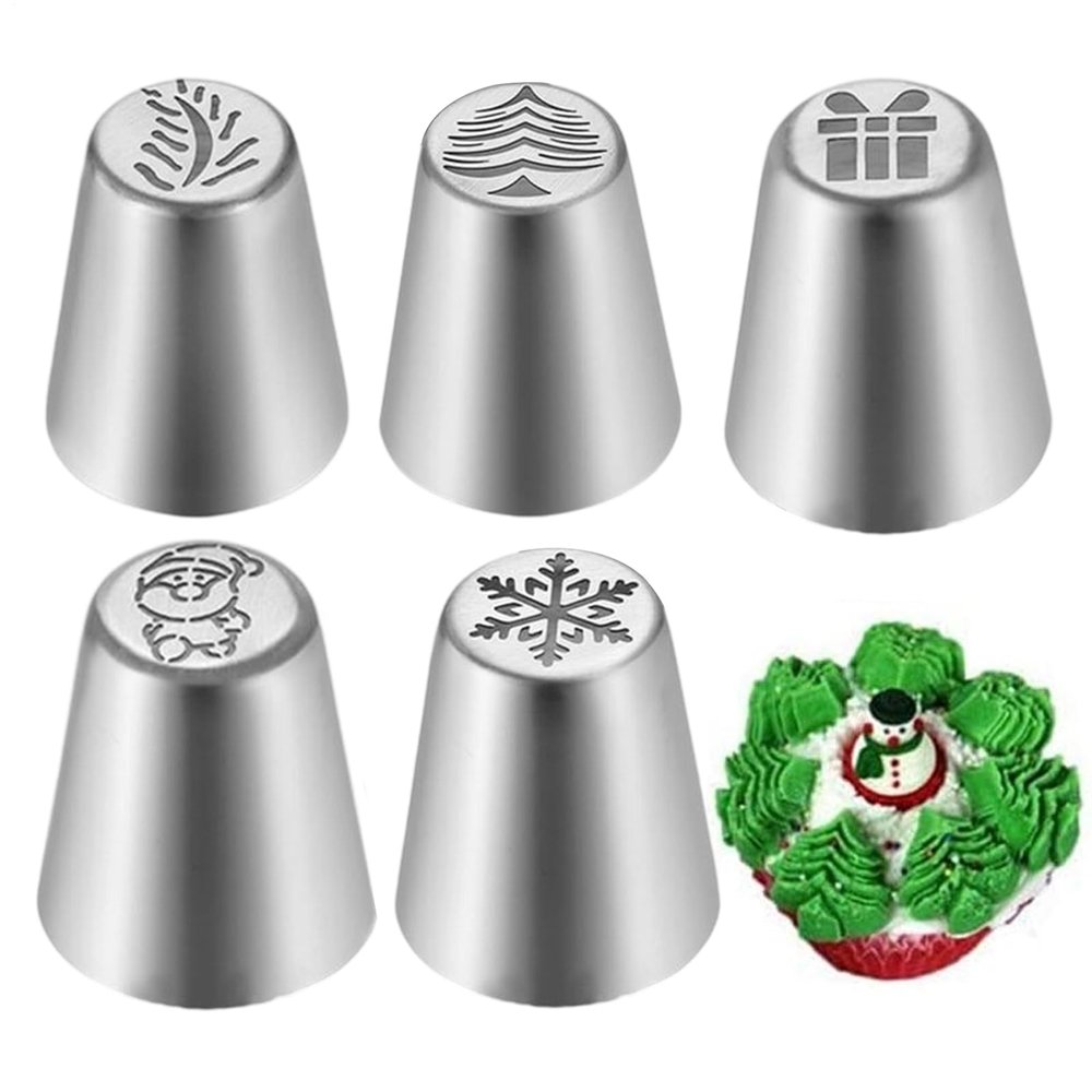 5-Piece Christmas Piping Tips for Cake Decorating