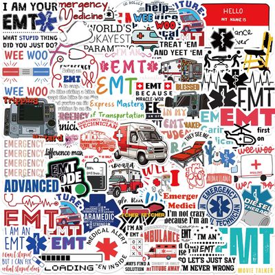 50-Piece EMT Graffiti Sticker Set, Waterproof Vinyl Stickers for Skateboards, Luggage and Laptops