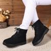 Women's Lightweight Platform Winter Hiking Rain Ankle Boots, Plaid, Black, EU 39.5 view 2