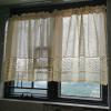 Rustic Crochet Café Curtain with Valance for Kitchen, Vintage Short Rod-Pocket Curtain view 2