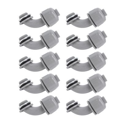 Telituny 10-Pack 2.5 cm NPT Liquid-Tight 90-Degree Nylon Cable Connectors