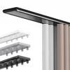 Durable Double Curtain Track, Quiet Ceiling-Mounted Rail for Room Dividers, Easy Installation, Black, 1.4 m view 1