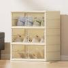 Foldable Stackable Shoe Box, 3-Tier, Dustproof Thickened Plastic, No Assembly Required (3-Tier A) view 1