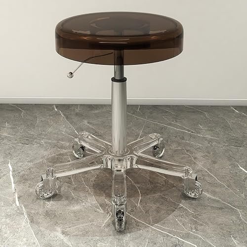 Adjustable Acrylic Rolling Stool with 360° Casters