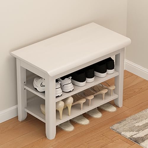 Narrow Shoe Storage Bench with Adjustable Shelves