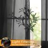 NINGBAI Black Sheer Voile Curtains, 100 x 240 cm, Polyester, Rod Pocket view 2