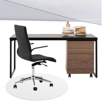 Round Transparent Office Chair Mat, PVC Hard-Floor Protector, 1 mm Thick, 50 cm Diameter, Matte
