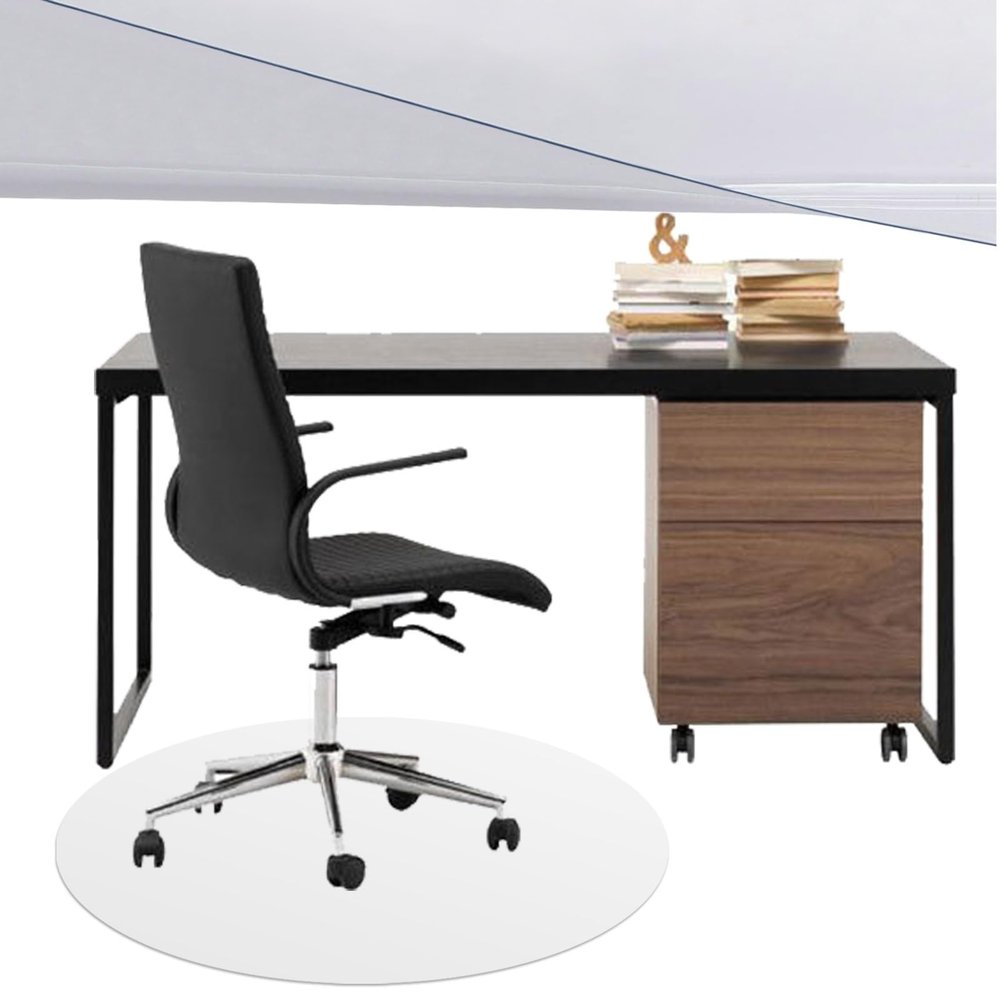 Round Transparent Office Chair Mat, PVC Hard-Floor Protector, 1 mm Thick, 50 cm Diameter, Matte