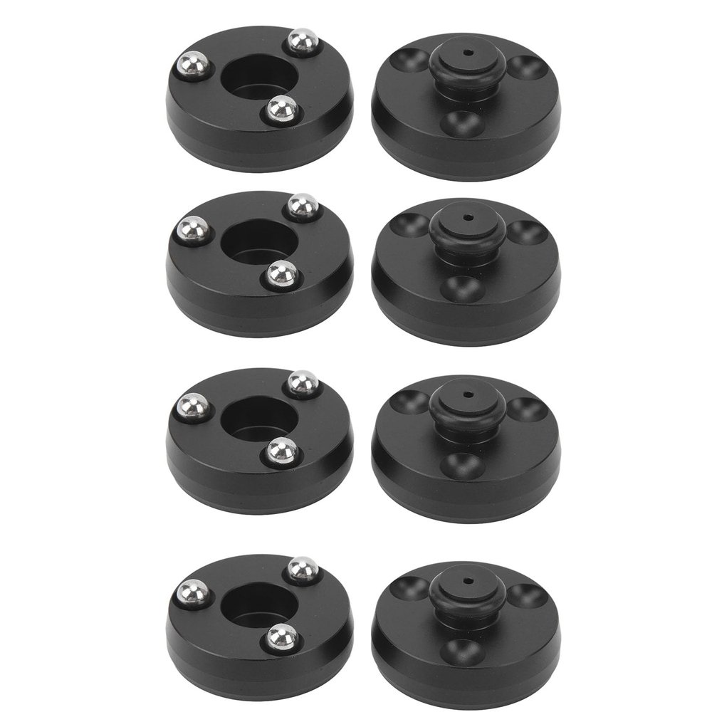 Yctze Hi-Fi Speaker Isolation Feet, 39 x 24 mm, Aluminum Vibration Dampers with Stainless Steel Balls, Black IF4023B