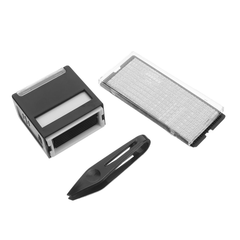 1-Piece ABS Self-Inking Stamp Set with Rotary Dial and Tweezers