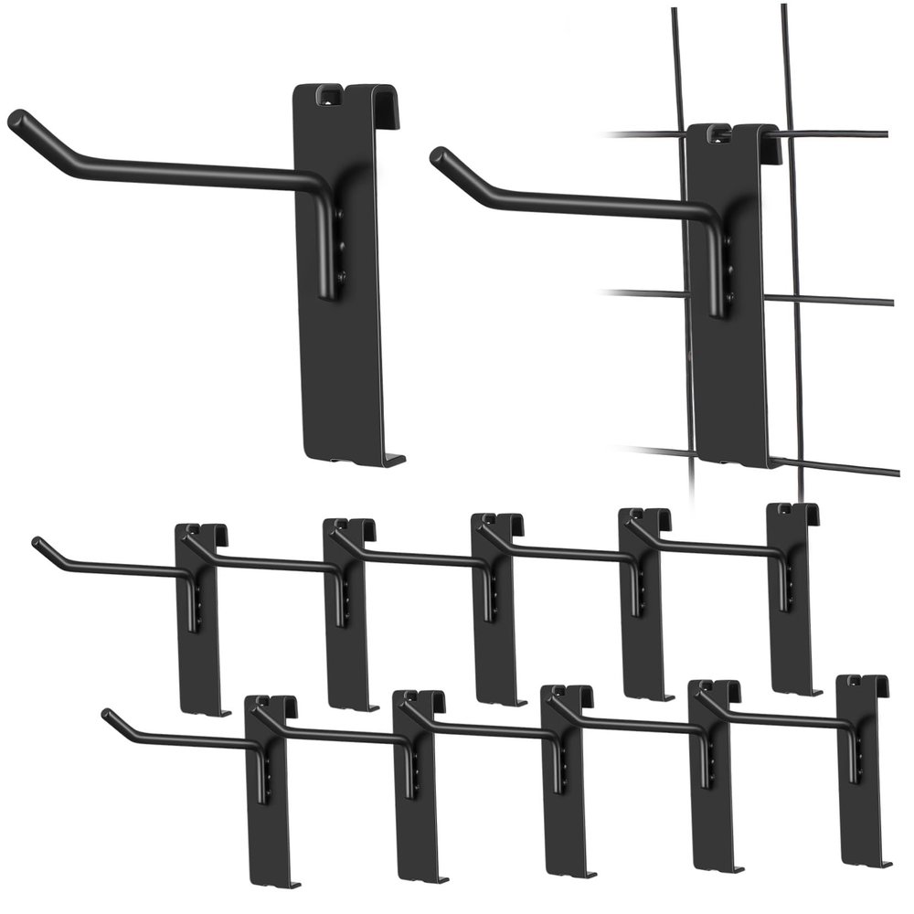 ORFOFE 12-Piece Metal Gridwall Hooks with Safety Caps, Bent Closure, and Reinforced Pedal