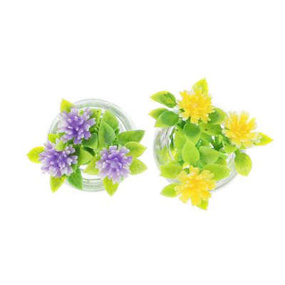TEHAUX 2-Piece Miniature Potted Bonsai Plants for Dollhouses