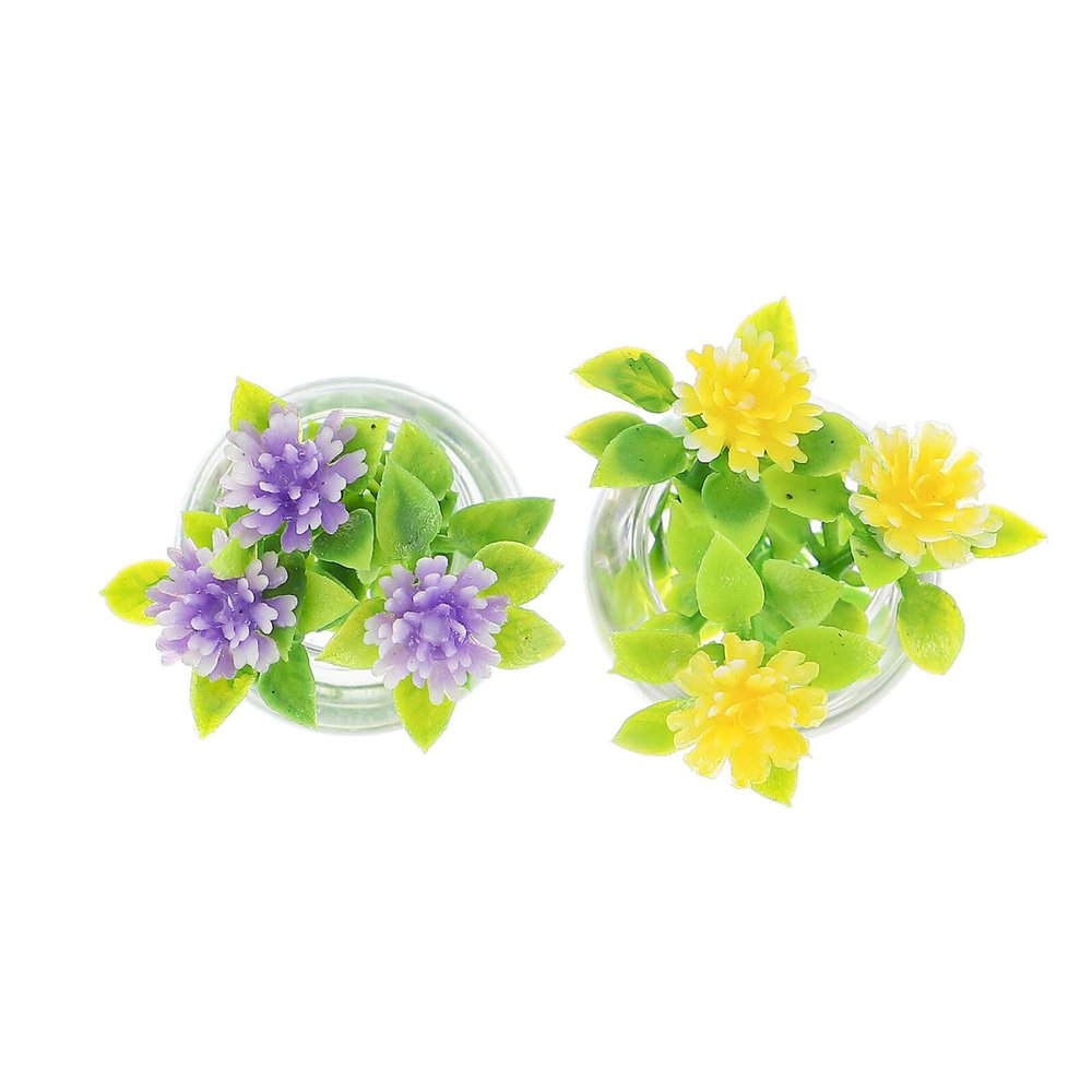 TEHAUX 2-Piece Miniature Potted Bonsai Plants for Dollhouses