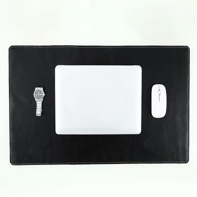 Large Non-Slip Genuine Leather Desk Mat and Mouse Pad, Waterproof, Black, 100 x 60 cm