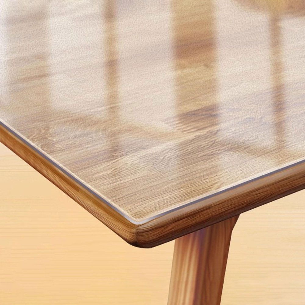 Fcmeavo Clear/Frosted PVC Table Cover, Washable Waterproof Heat-Resistant Table Protector