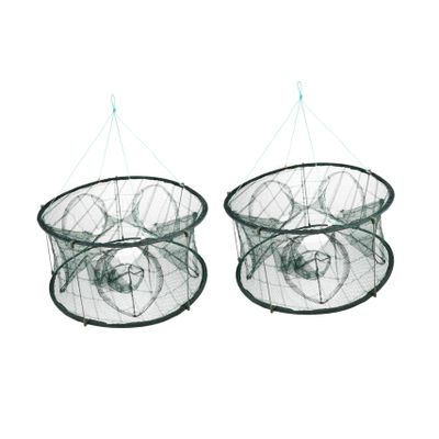 Multi-Purpose Nylon Fishing Traps with Five Holes, Green