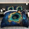 Blue 3-Piece Microfiber Duvet Cover Set, 200 x 200 cm, Abstract Black Marble Design view 1