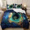 Blue 3-Piece Microfiber Duvet Cover Set, 200 x 200 cm, Abstract Black Marble Design view 3