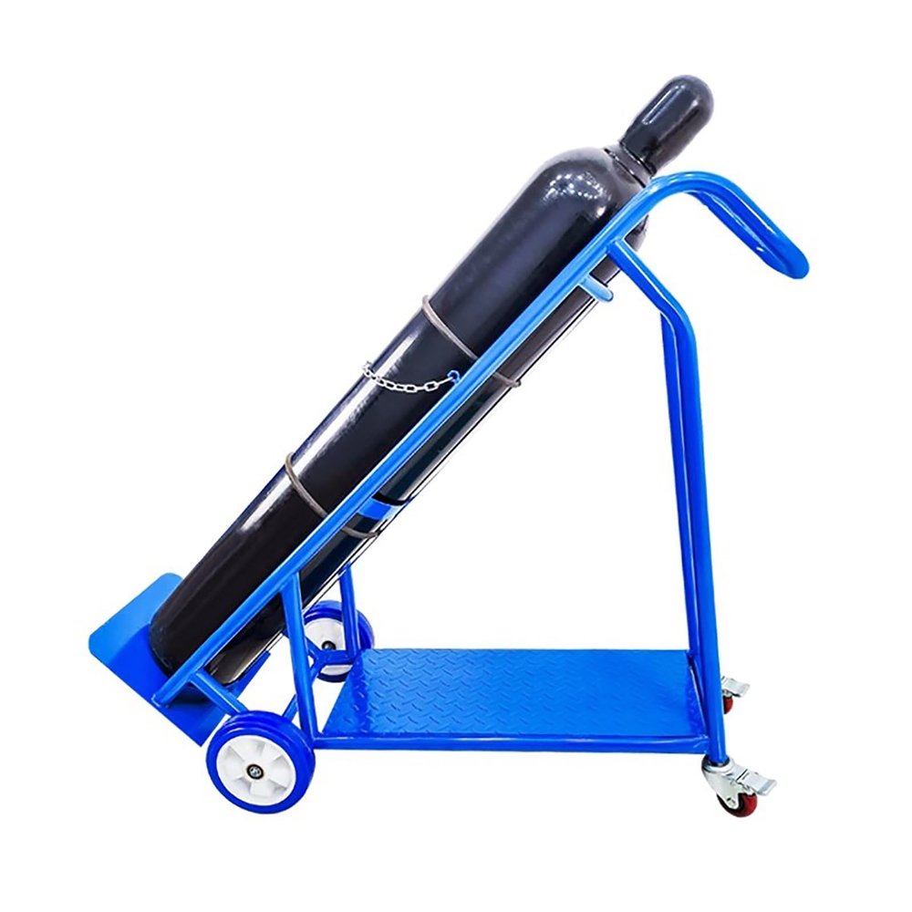 Generic Heavy-Duty Oxygen Cylinder Holder Cart with 4 Wheels and Shelf, Portable Cart for Oxygen and Propane Cylinders, Sturdy CO2 Tank Storage Rack (Small)