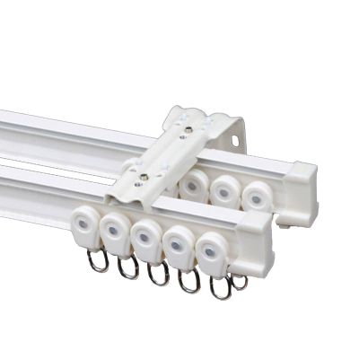Silent Double Curtain Track, Aluminum Alloy, 1 m, White