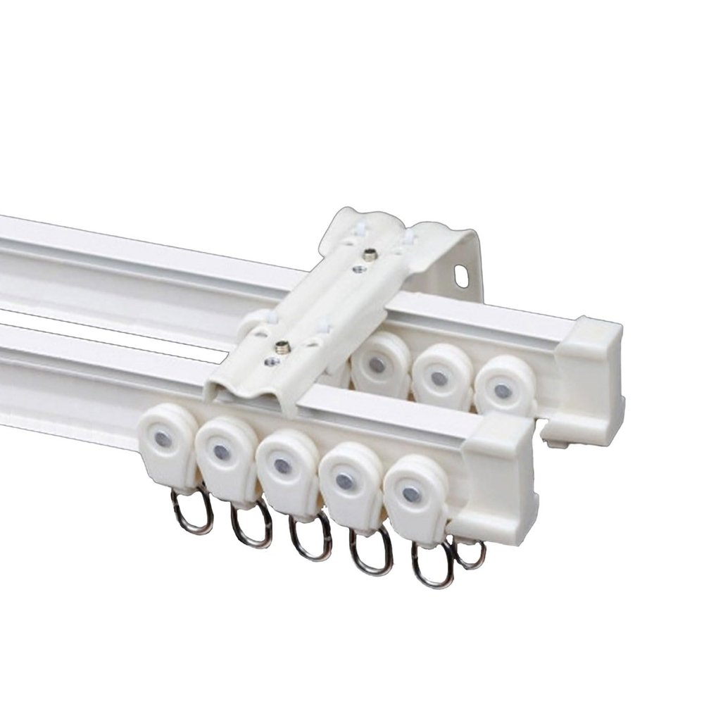Silent Double Curtain Track, Aluminum Alloy, 1 m, White