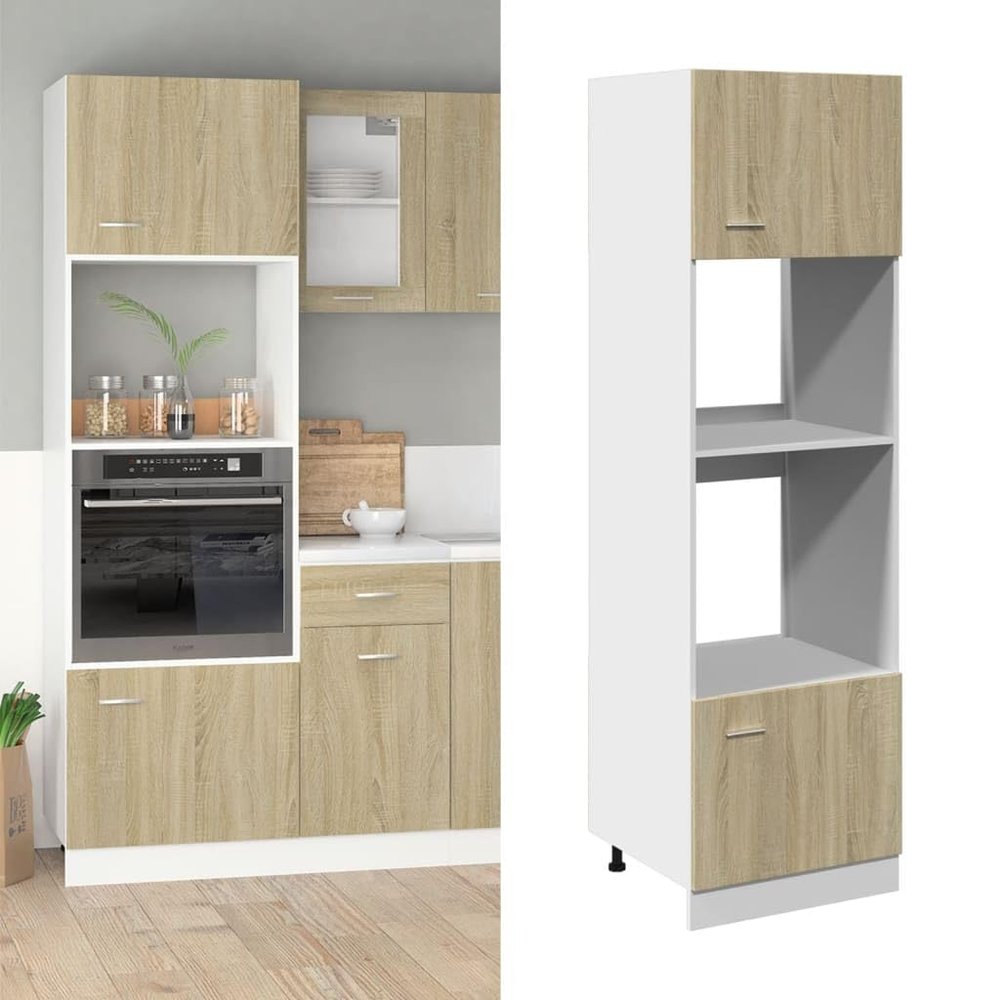YuuSsea Lyon Microwave Cabinet, Sonoma Oak, 60 x 57 x 207 cm
