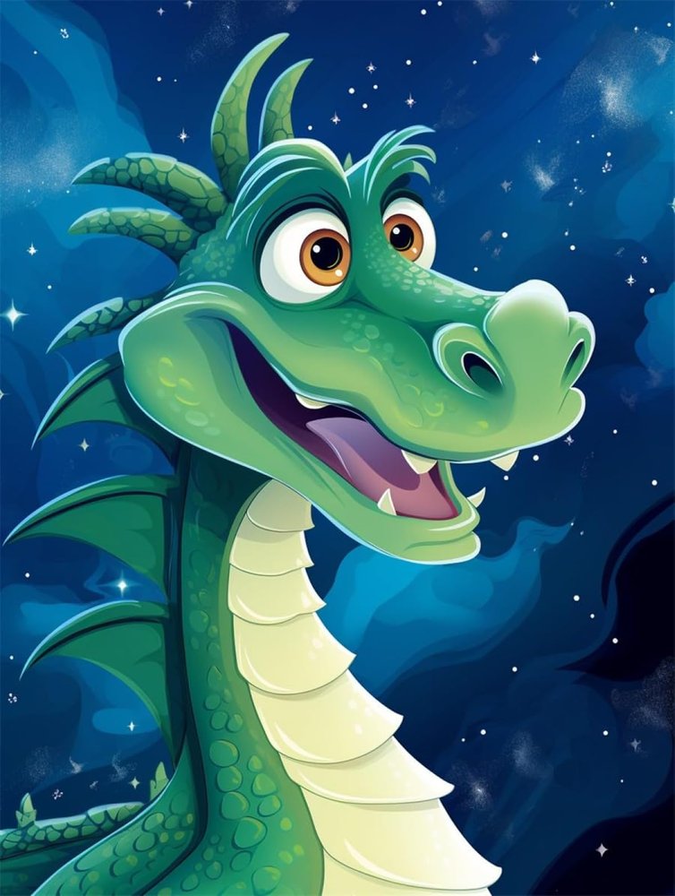 AxiangziK 11CT Pre-Printed Cartoon Dragon Cross-Stitch Kit, 50 x 70 cm