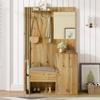 Entryway Wardrobe Set with Mirror, Cushion, Black Trim and Umbrella Shelf, 115 x 185 x 37 cm view 1