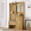 Entryway Wardrobe Set with Mirror, Cushion, Black Trim and Umbrella Shelf, 115 x 185 x 37 cm view 2