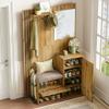 Entryway Wardrobe Set with Mirror, Cushion, Black Trim and Umbrella Shelf, 115 x 185 x 37 cm view 3