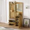 Entryway Wardrobe Set with Mirror, Cushion, Black Trim and Umbrella Shelf, 115 x 185 x 37 cm view 4