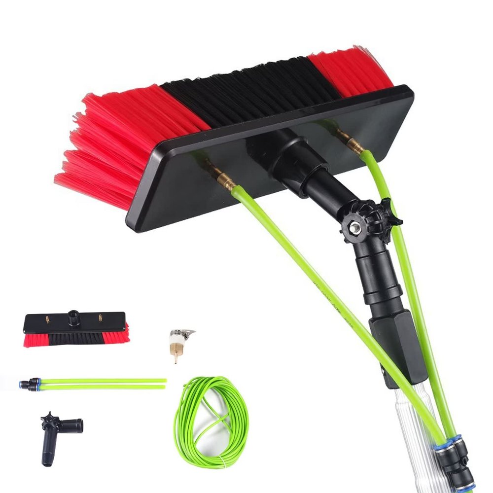 DJXLMN Water-Fed Telescopic Window Cleaning Brush for Solar Panels