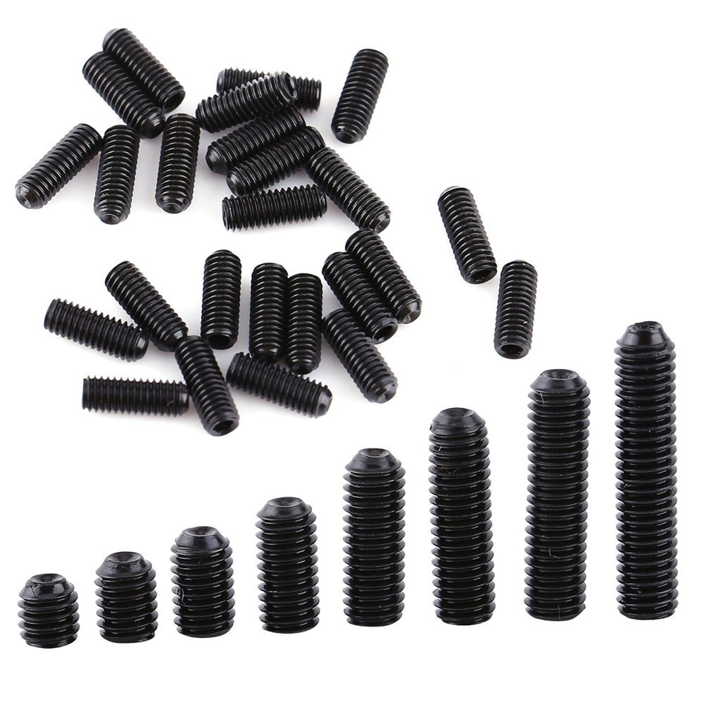 Asixxsix 200-Piece Black Carbon Steel Hex Socket Set Screw Assortment