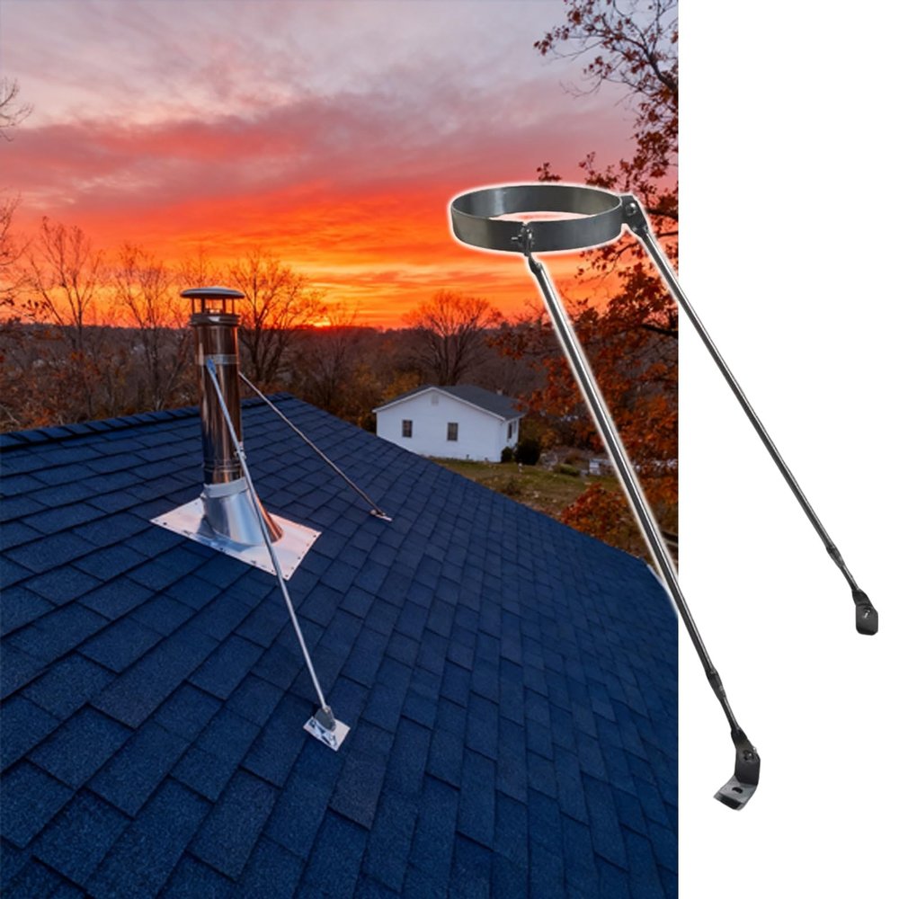 Tyzlup Stainless Steel Roof Chimney Support Set, Universal Chimney Pipe Bracket Kit, 18 cm/7.1 in