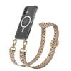 EAZY CASE Phone Lanyard for iPhone 17, Adjustable Strap with Silicone Case, Qi-Compatible, Brown/Gold view 1