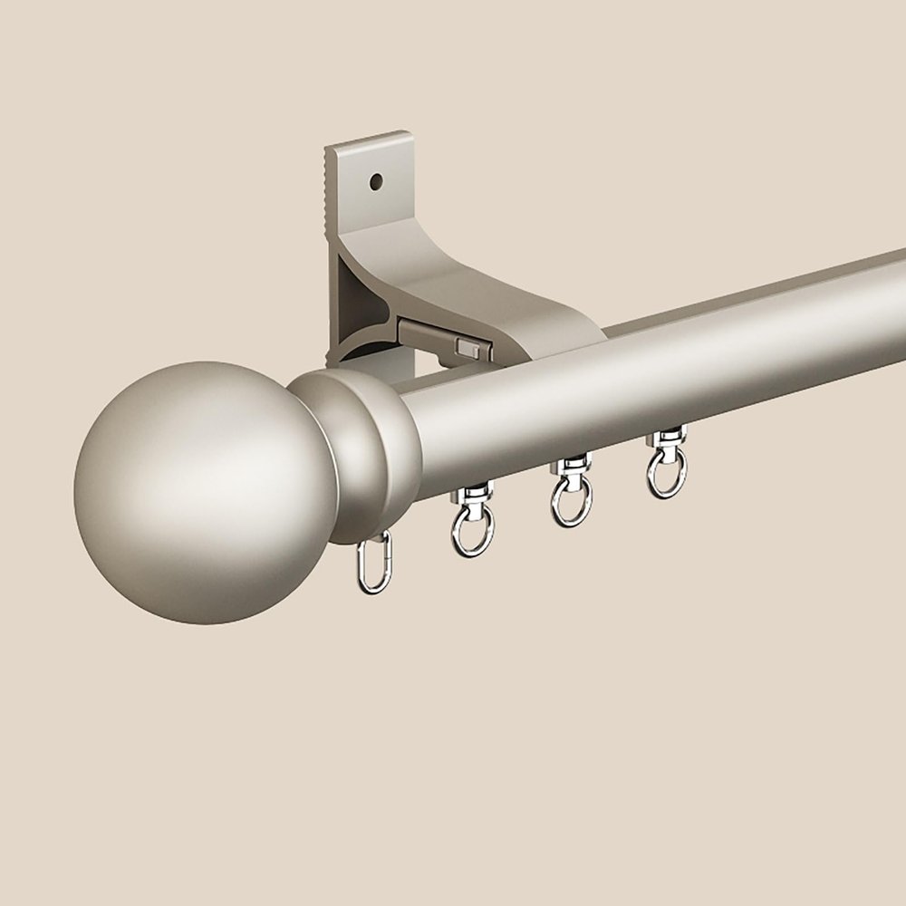 Single Curtain Track, Wall-Mounted Aluminum Alloy, Round End Caps, Gold, 270 cm/8.86 ft