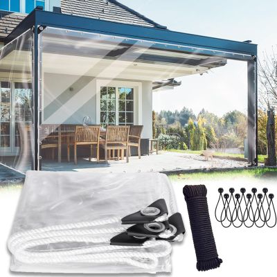 Heavy-Duty Transparent Waterproof Tarp, 0.4 mm Thick, for Greenhouses, Camping, and Outdoor Use with Bungee Cords (14.8 x 31.2 ft)