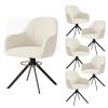 Hawthyhome Swivel Dining Chairs, Set of 6, 5 cm Cushions, Linen/Beige view 1