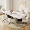 Hawthyhome Swivel Dining Chairs, Set of 6, 5 cm Cushions, Linen/Beige view 3