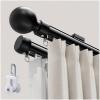 Double Curtain Rod, Heavy-Duty Aluminum Track, 50–1500 cm, Quiet Wall-Mount Design, Black, 80 cm view 1