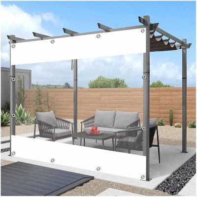 Transparent PVC Tarp Sidewall with Zipper, Customizable, Clear/White, 2.5 x 3 m