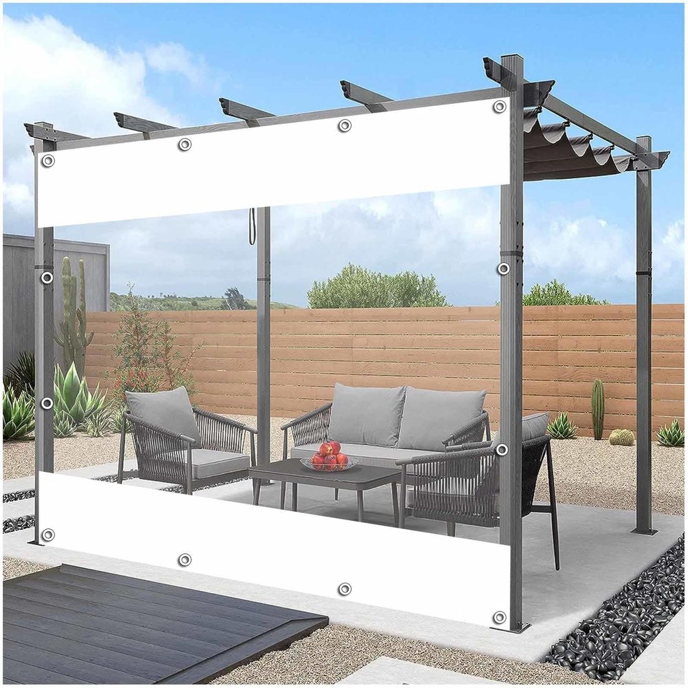 Transparent PVC Tarp Sidewall with Zipper, Customizable, Clear/White, 2.5 x 3 m