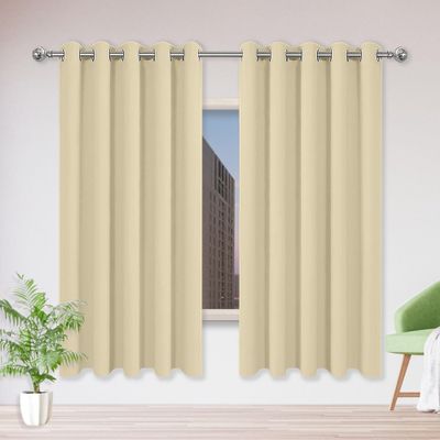 YUHUILI Blackout Curtains with Grommets, 240 x 320 cm, Solid Cream