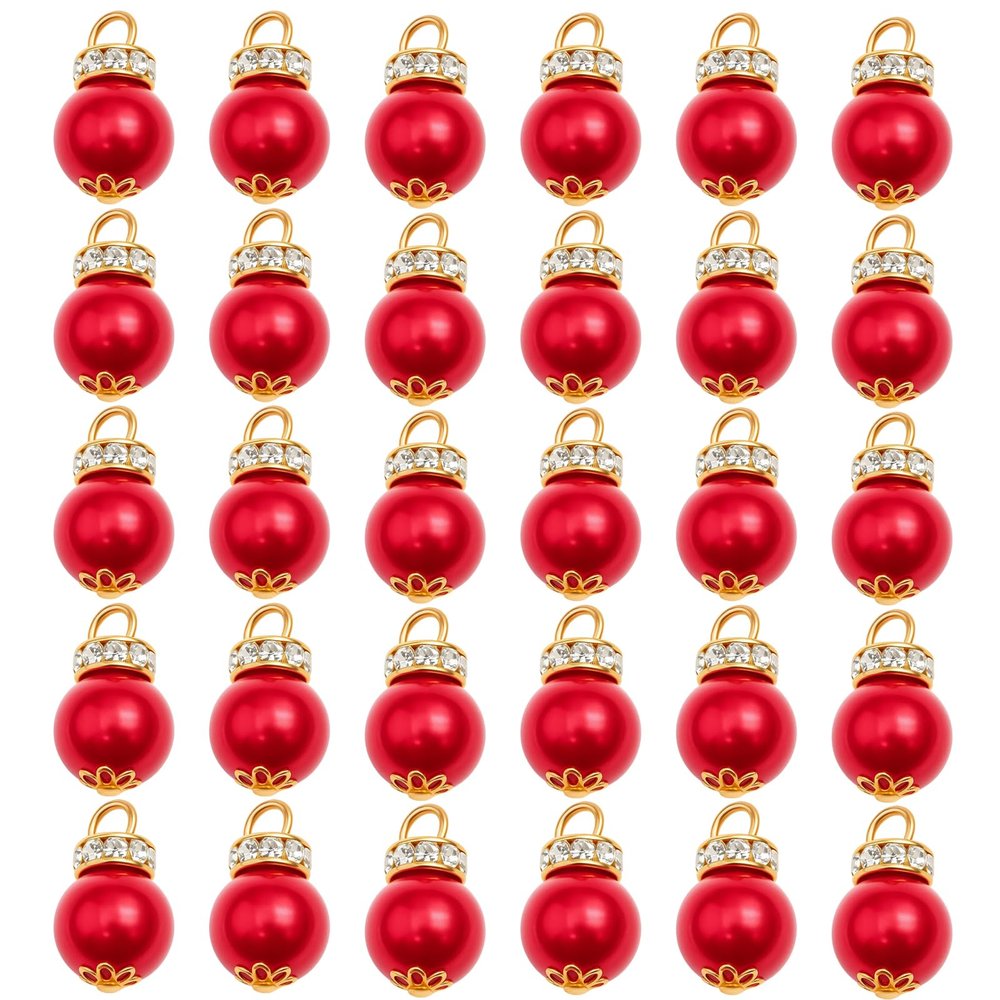 Mini Christmas Decorations, 30 Small Red Christmas Baubles