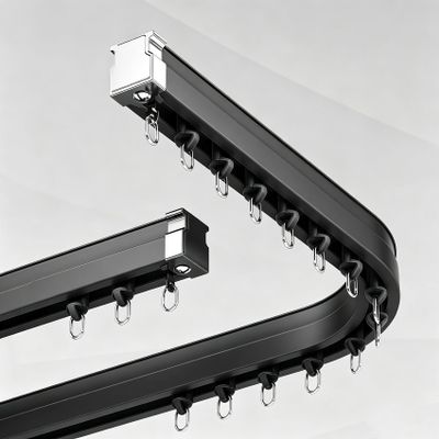 Generic Flexible Wall/Curtain Track, 70–600 cm, Bendable Aluminum Alloy Ceiling Curtain Track for Privacy in Open Spaces (Black, Ceiling Mount, 260 cm [2 × 130 cm])