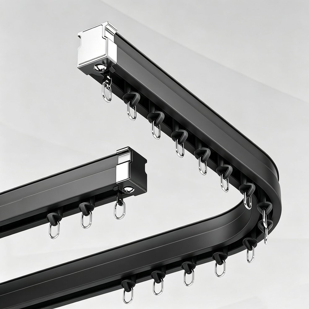 Generic Flexible Wall/Curtain Track, 70–600 cm, Bendable Aluminum Alloy Ceiling Curtain Track for Privacy in Open Spaces (Black, Ceiling Mount, 260 cm [2 × 130 cm])