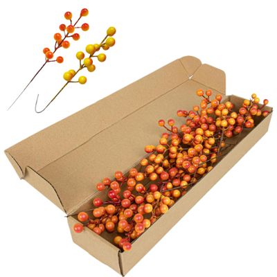 Licsaliwe Artificial Fall Berry Stems, 32 Orange Picks for Wreaths, Thanksgiving Décor, 21.6 cm