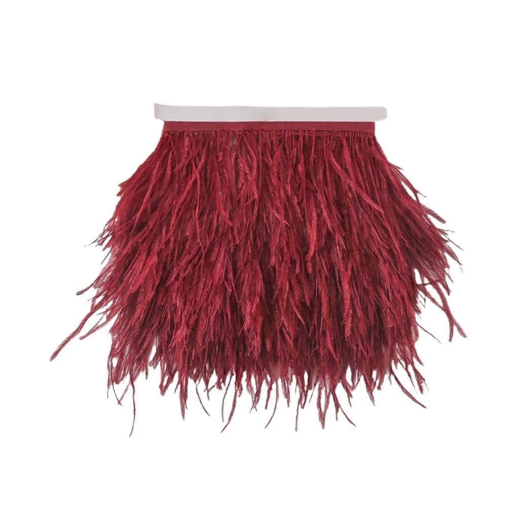 Wambere 1 Meter Ostrich Feather Trim, Burgundy