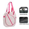 POENVFPO Badminton Bag, Quilted Tennis Sling Backpack with Laptop Compartment, Waterproof Pockets, White view 4